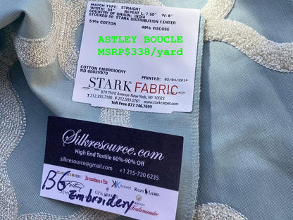 9 Berkbox6 Scalamandre Embroidery Square Astley Boulce Blue MSRP USD 338/Y