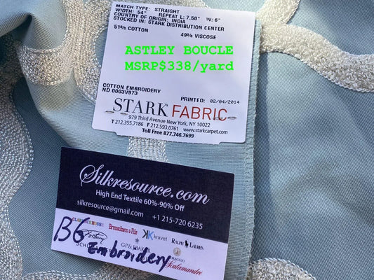 9 Berkbox6 Scalamandre Embroidery Square Astley Boulce Blue MSRP USD 338/Y