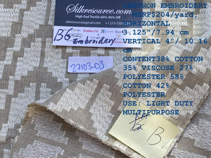 10b Berkbox6 Scalamandre Embroidery Square Chevron Embroidery Grey MSRP USD 204/Y