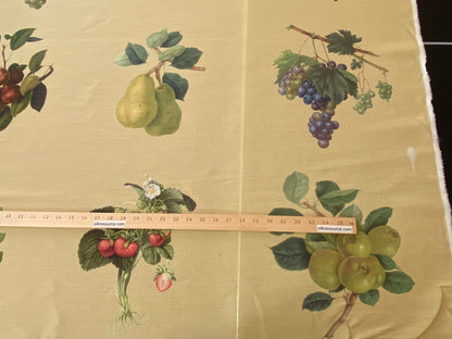 By Vertical Repeat 40 Inches Scalamandre Les Fruits Multi on Maize Grape Strawberry Cherry Plum Pear Blue MSRP USD 220/Y