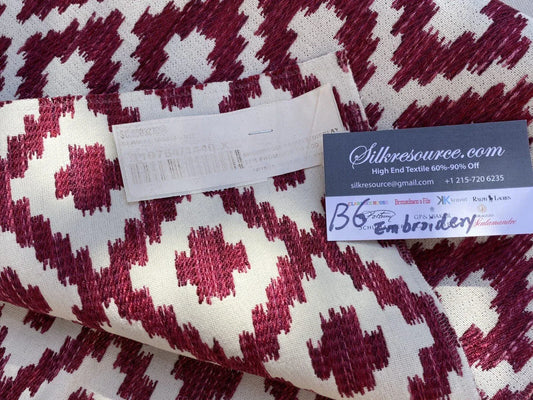 11 Berkbox6 Scalamandre Embroidery Square Deep Red Diamond On White