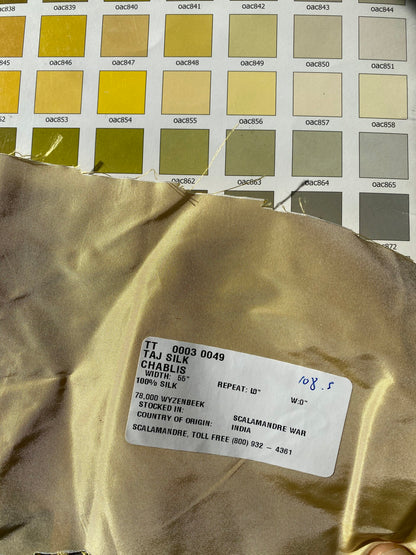Scalamandre Taj Silk Chablis Plain Solid Gold Silk Taffeta Butter Yellow w Frost MSRP USD 200+/y