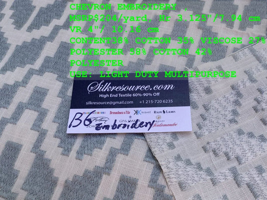 18 Berkbox6 Scalamandre Embroidery Square Chevron Emrboidery Light Blue MSRP USD 204/Y
