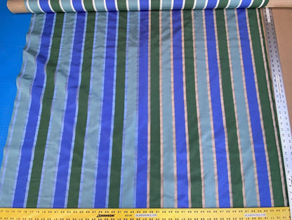 Scalamandre Old World Weavers " Vivaldi Silk Ocean Blue Green Stripe Organza Sheer MSRP USD 112/Y
