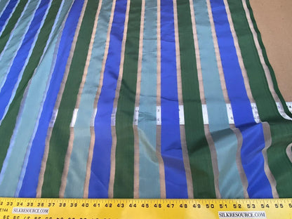 Scalamandre Old World Weavers " Vivaldi Silk Ocean Blue Green Stripe Organza Sheer MSRP USD 112/Y