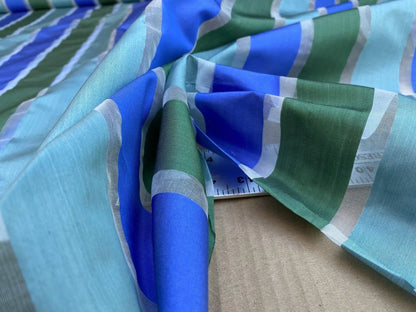 Scalamandre Old World Weavers " Vivaldi Silk Ocean Blue Green Stripe Organza Sheer MSRP USD 112/Y