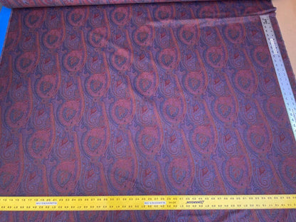 Clarence House Arnica Etro Blue Red Woven Intricate Paisley Cotton Blend MSRP USD 300+/yard