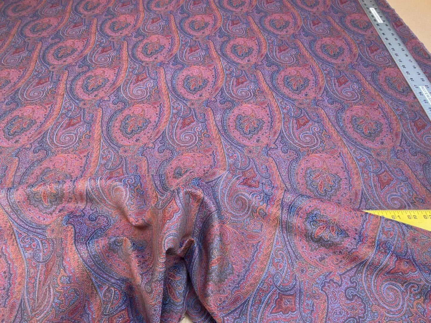 Clarence House Arnica Etro Blue Red Woven Intricate Paisley Cotton Blend MSRP USD 300+/yard