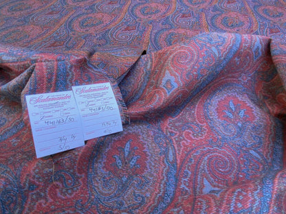 Clarence House Arnica Etro Blue Red Woven Intricate Paisley Cotton Blend MSRP USD 300+/yard