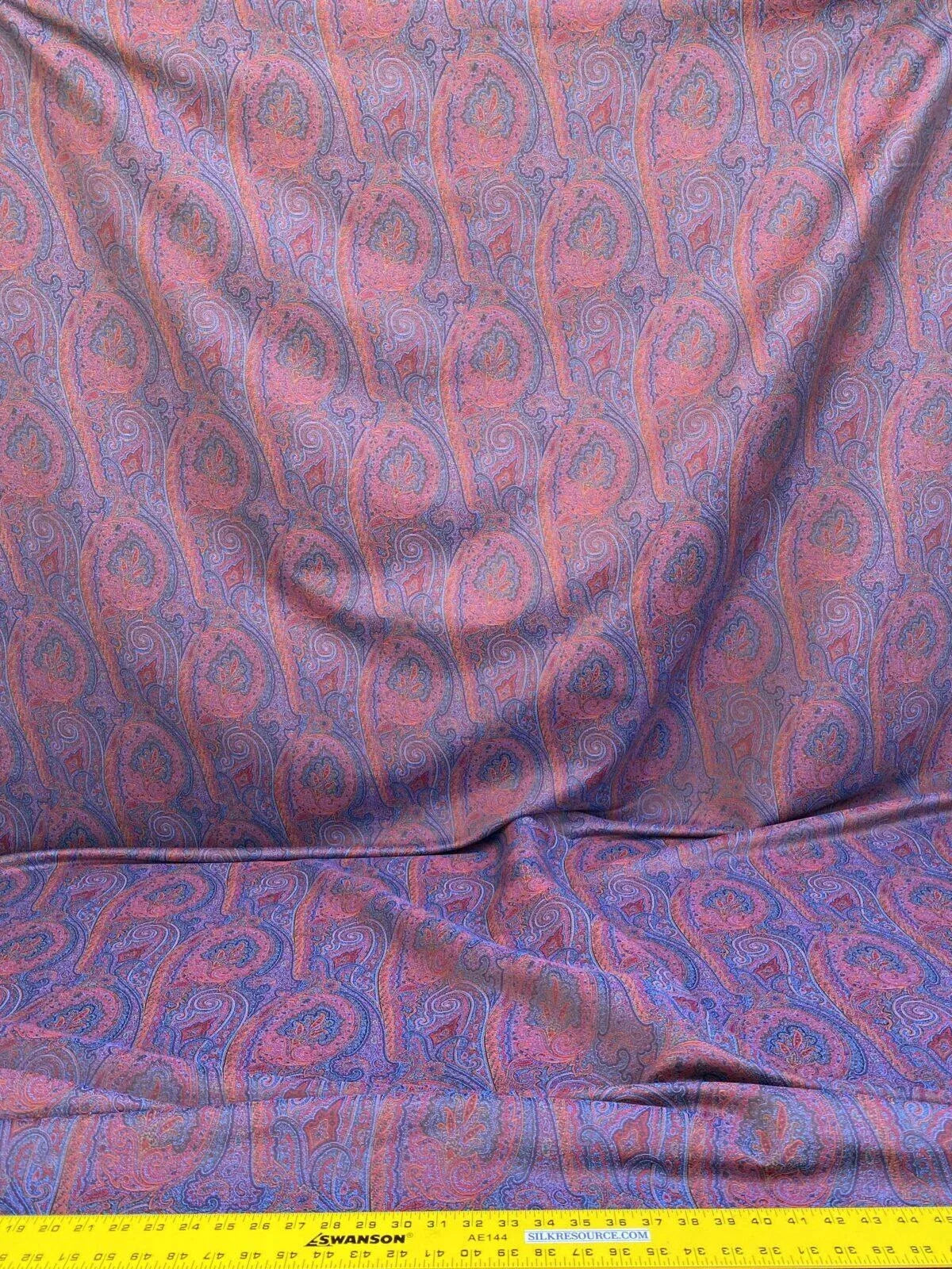Clarence House Arnica Etro Blue Red Woven Intricate Paisley Cotton Blend MSRP USD 300+/yard
