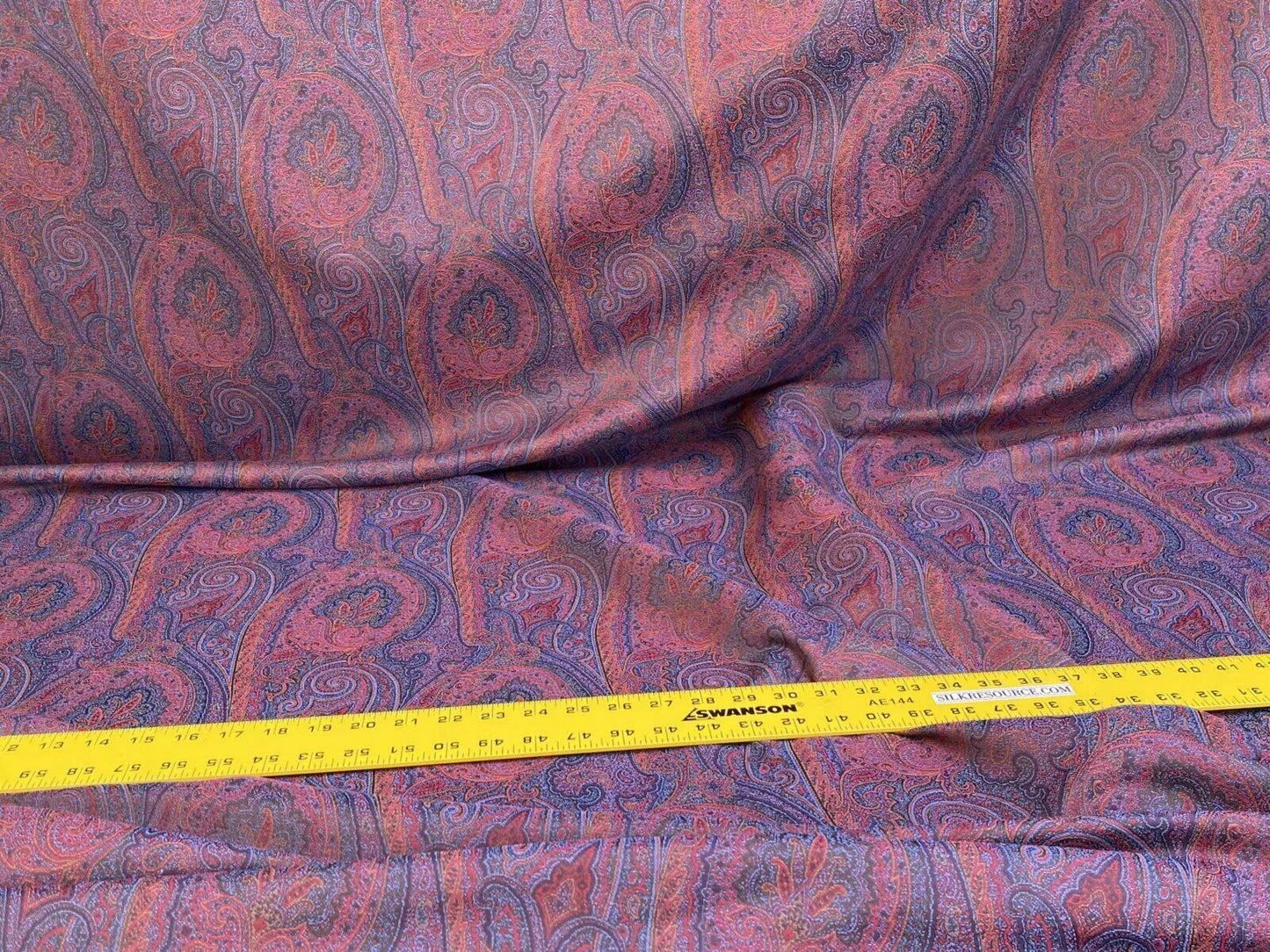 Clarence House Arnica Etro Blue Red Woven Intricate Paisley Cotton Blend MSRP USD 300+/yard