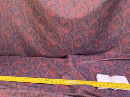 Clarence House Arnica Etro Blue Red Woven Intricate Paisley Cotton Blend MSRP USD 300+/yard