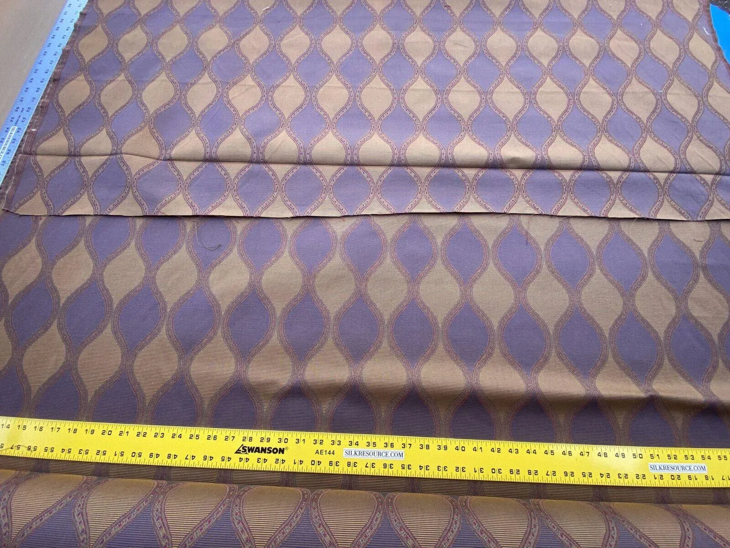 Scalamandre Byzantium Blueberry Arabisque Hourglass Jacquared Purple Gold MSRP USD 172/Y