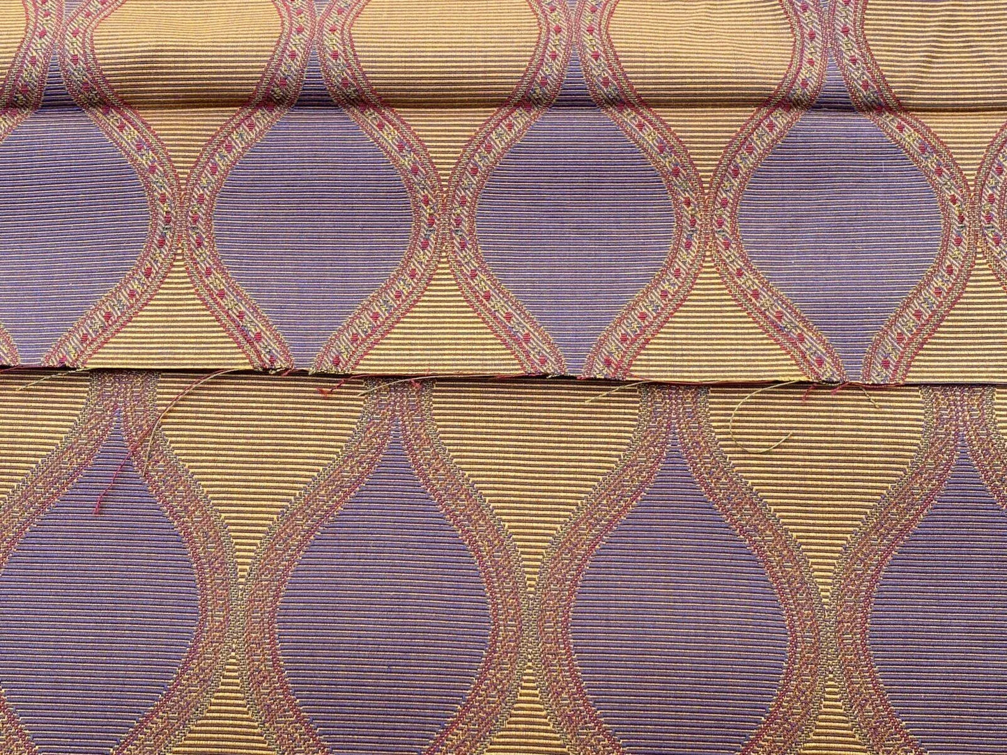 Scalamandre Byzantium Blueberry Arabisque Hourglass Jacquared Purple Gold MSRP USD 172/Y