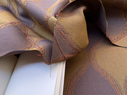 Scalamandre Byzantium Blueberry Arabisque Hourglass Jacquared Purple Gold MSRP USD 172/Y