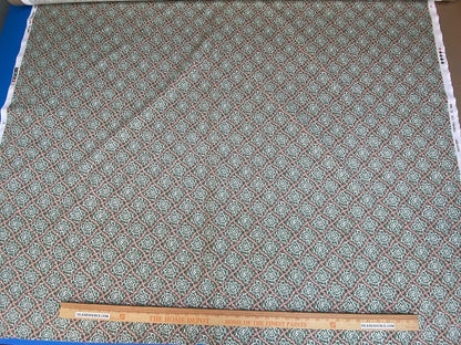 Scalamandre Beckford Print Green Rose In Diamond Square Cotton MSRP USD 140/Y