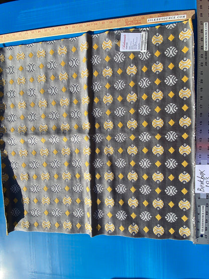 1 Berkbox103 Square Scalamandre Colony Collection Raku Grigio Gray Yellow Geometric Small Scale 26"x28"