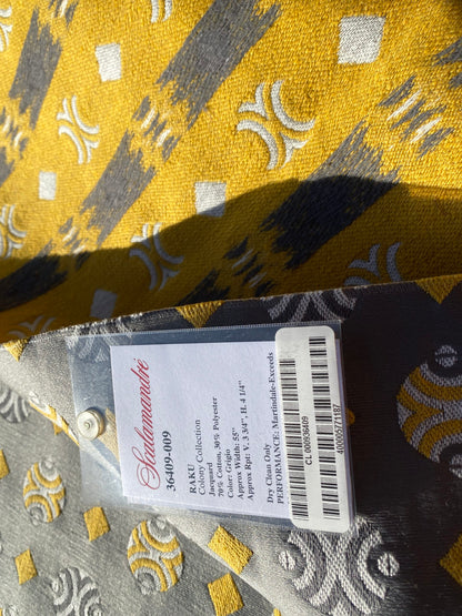 2 Berkbox103 Square Scalamandre Colony Collection Raku Grigio Gray Yellow Geometric Small Scale