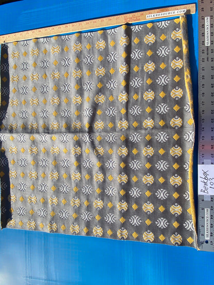 2 Berkbox103 Square Scalamandre Colony Collection Raku Grigio Gray Yellow Geometric Small Scale