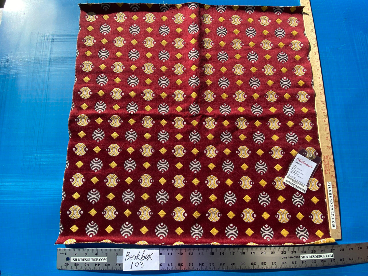 3 Berkbox103 Square Scalamandre Colony Collection Raku Rosso Red Yellow Geometric Small Scale