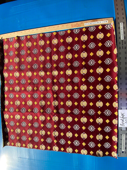 4 Berkbox103 Square Scalamandre Colony Collection Raku Rosso Red Yellow Geometric Small Scale