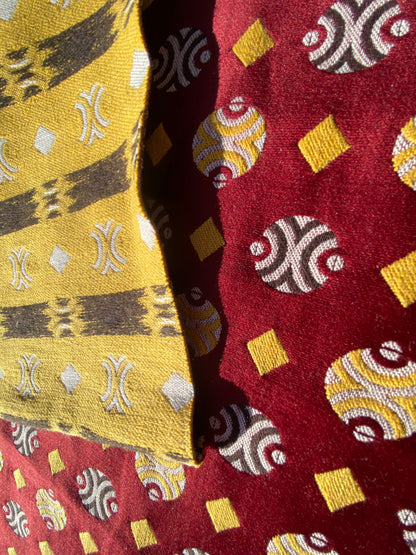 4 Berkbox103 Square Scalamandre Colony Collection Raku Rosso Red Yellow Geometric Small Scale