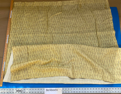 2 BerkBox94 Raoul Textile Line Hand Print Made in US Anton Stripe Small Scale Yellow Beige Bamboo 1.5Y MSRP $300+/y