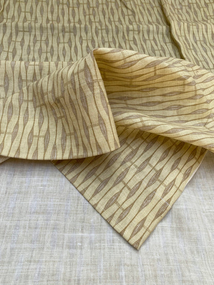 2 BerkBox94 Raoul Textile Line Hand Print Made in US Anton Stripe Small Scale Yellow Beige Bamboo 1.5Y MSRP $300+/y