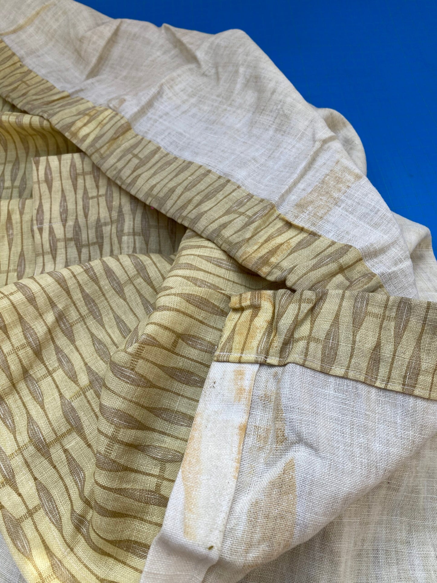 2 BerkBox94 Raoul Textile Line Hand Print Made in US Anton Stripe Small Scale Yellow Beige Bamboo 1.5Y MSRP $300+/y