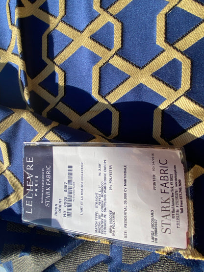 12 Berkbox103 Square Scalamandre Lelievre Ribon Orient Blue Jacquard Diamond Ogee Fretwork Lattice Large Jacquard MSRP USD 300+/y
