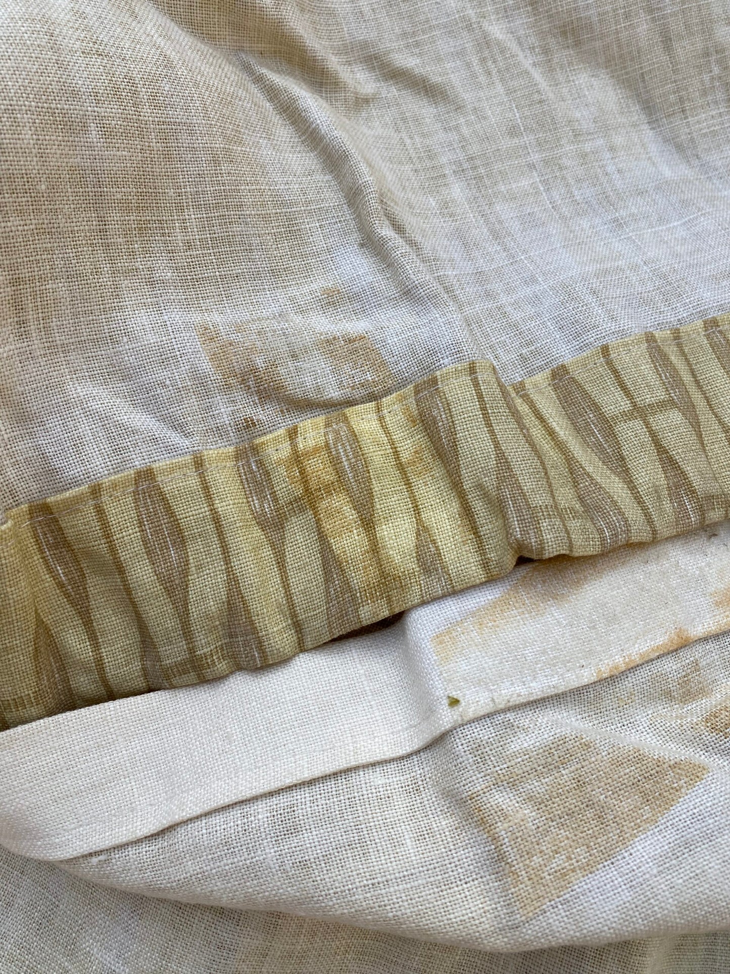 2 BerkBox94 Raoul Textile Line Hand Print Made in US Anton Stripe Small Scale Yellow Beige Bamboo 1.5Y MSRP $300+/y