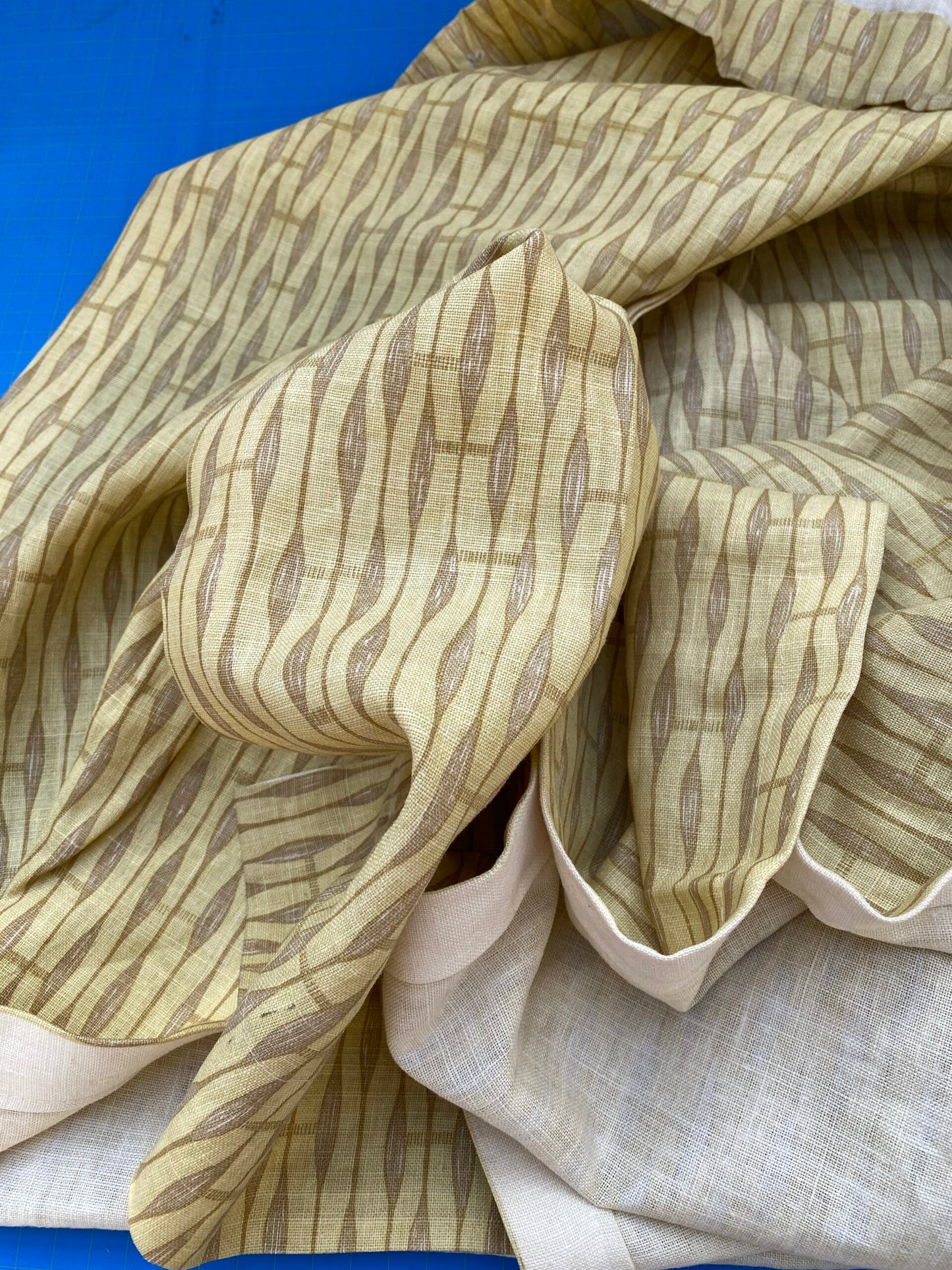 2 BerkBox94 Raoul Textile Line Hand Print Made in US Anton Stripe Small Scale Yellow Beige Bamboo 1.5Y MSRP $300+/y