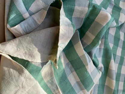 3 BerkBox94 Raoul Textile Line Hand Print Made in US Plaid Check Green White 1.5yd x 52"W MSRP $300+/y