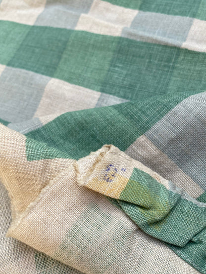 3 BerkBox94 Raoul Textile Line Hand Print Made in US Plaid Check Green White 1.5yd x 52"W MSRP $300+/y