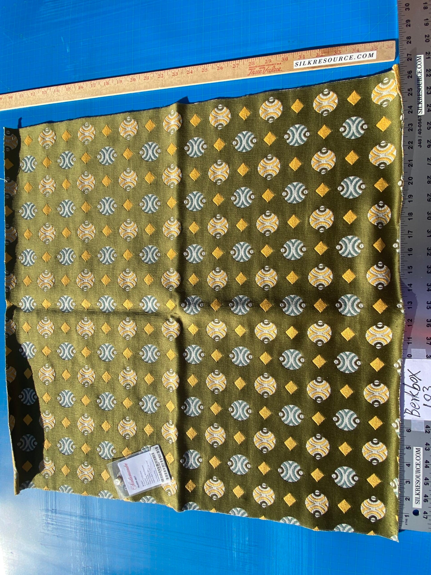 15 Berkbox103 Square Scalamandre Colony Collection Raku Verde Green Geometric Small Scale