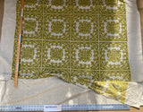 4 BerkBox94 Raoul Textile Line Hand Print Made in US Oahu Green White Square Medallion Ikat Geometric 1.5yd x 54"W MSRP $300+/y