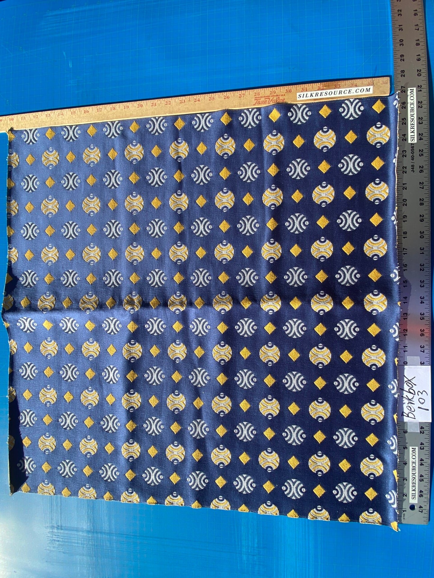 19 Berkbox103 Square Scalamandre Colony Collection Raku Blue Geometric Small Scale