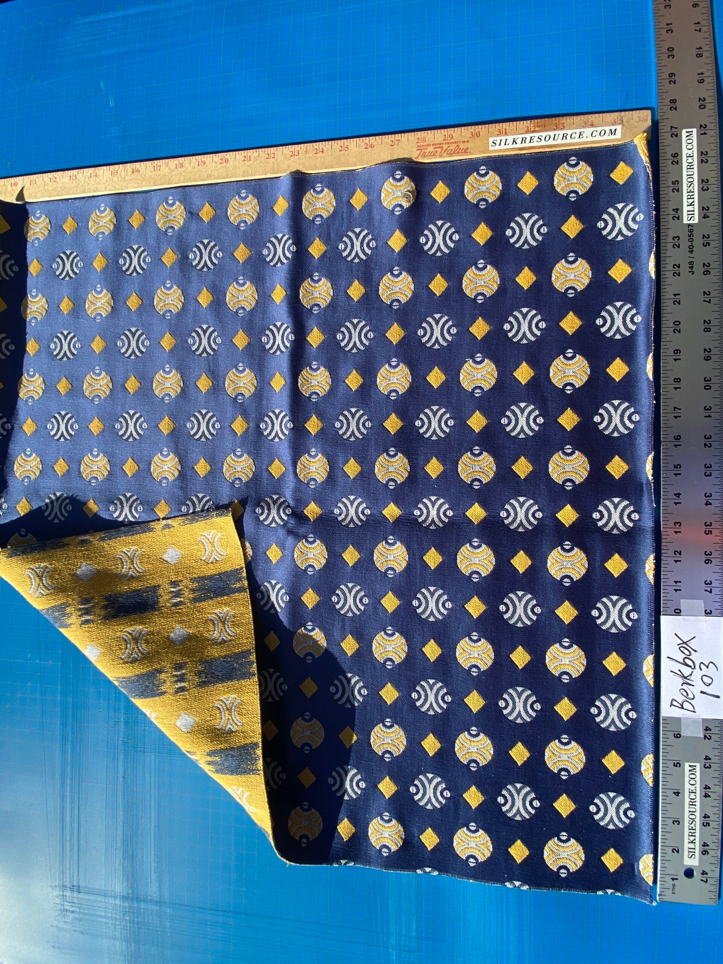 39 Berkbox103 Square Scalamandre Colony Collection Raku Blue Geometric Small Scale