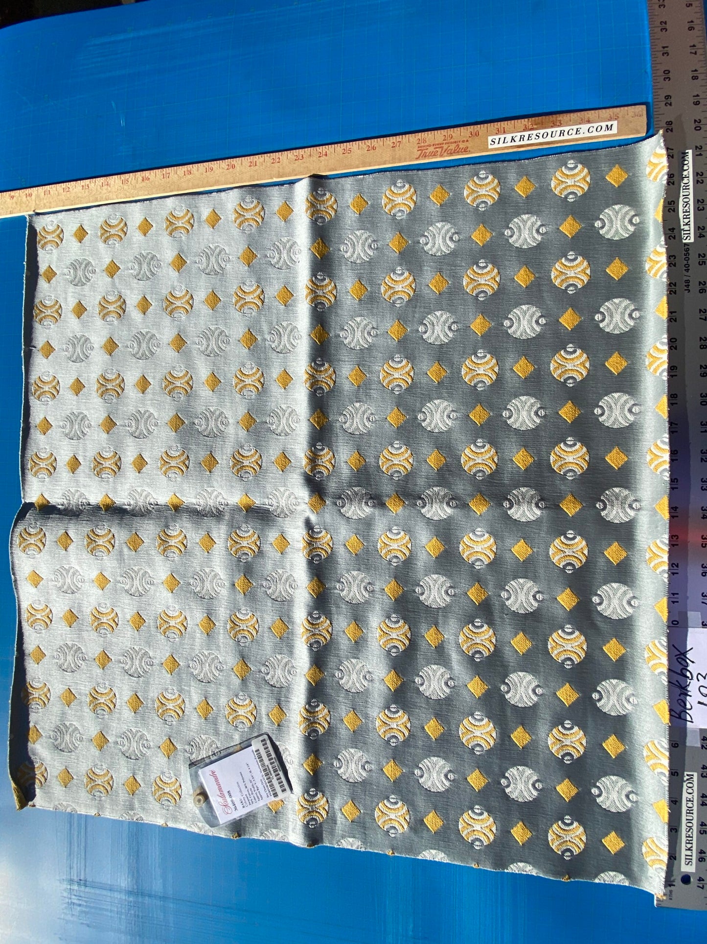 20 Berkbox103 Square Scalamandre Colony Collection Raku Perla Light Gray Geometric Small Scale