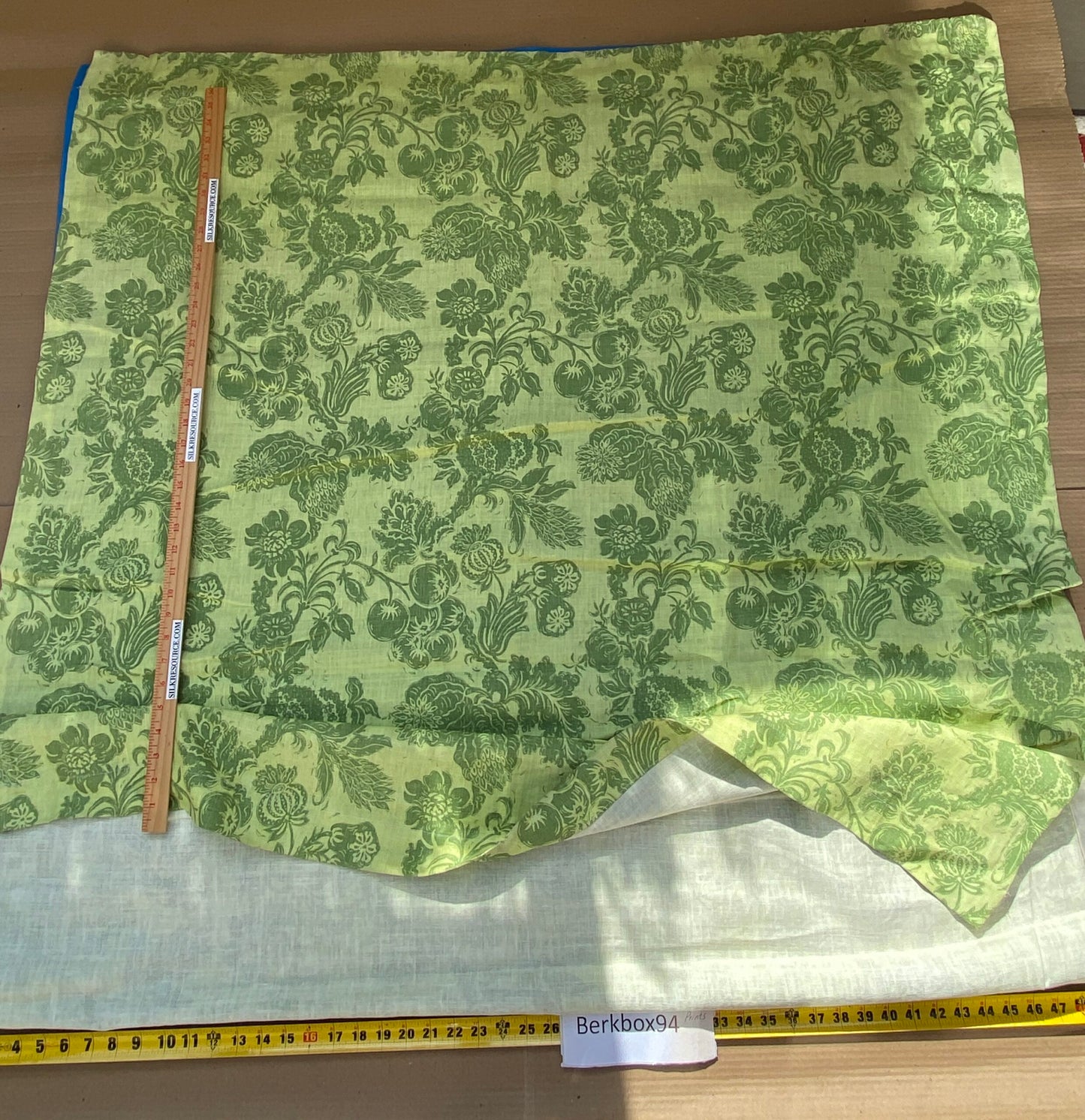 6 BerkBox94 Raoul Textile Line Hand Print Made in US Pomegranate Green Fruit Tree Foliage MSRP $300+/y