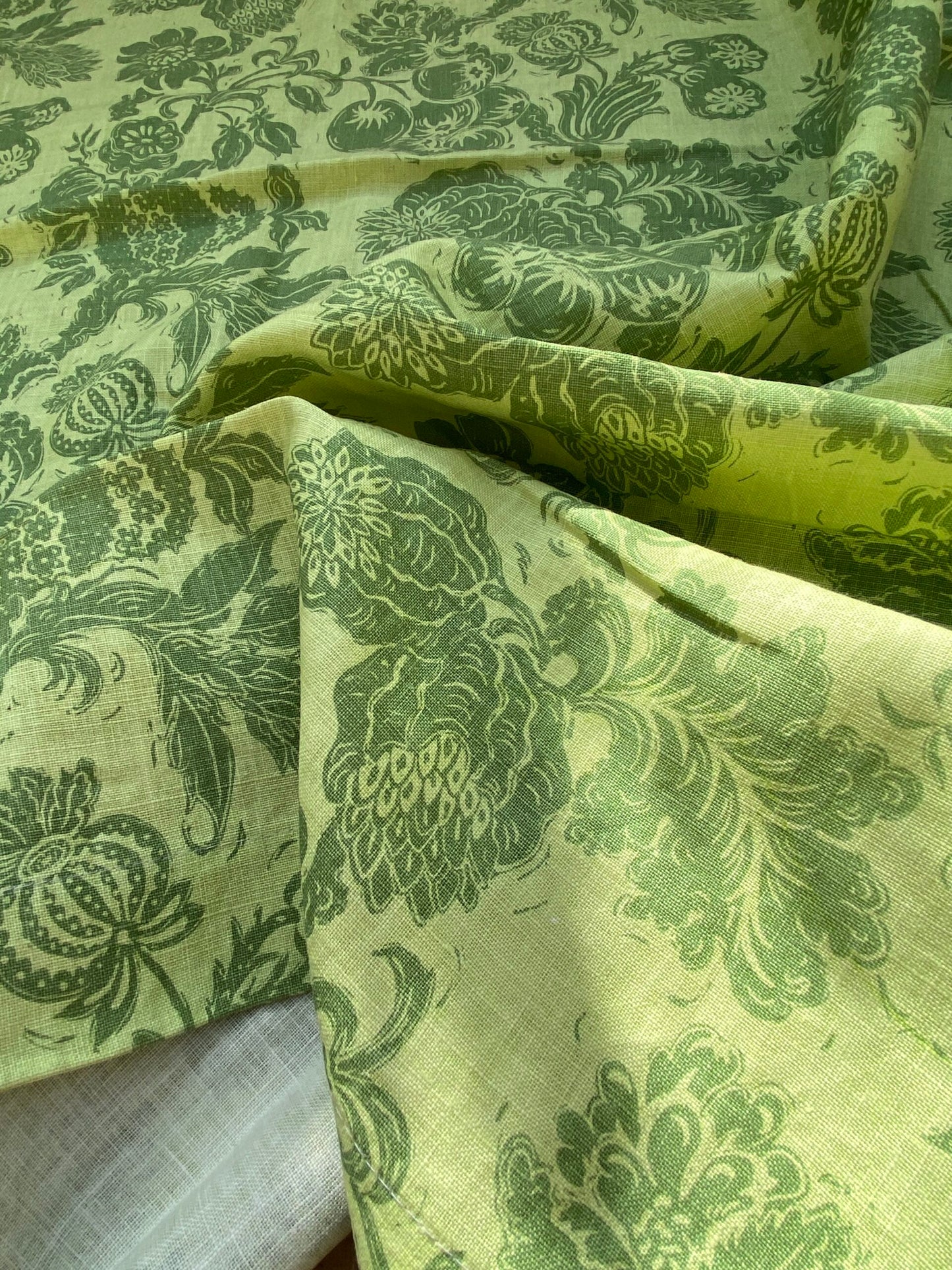 6 BerkBox94 Raoul Textile Line Hand Print Made in US Pomegranate Green Fruit Tree Foliage MSRP $300+/y