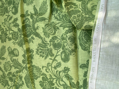 6 BerkBox94 Raoul Textile Line Hand Print Made in US Pomegranate Green Fruit Tree Foliage MSRP $300+/y