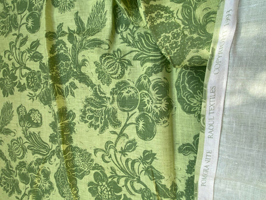 6 BerkBox94 Raoul Textile Line Hand Print Made in US Pomegranate Green Fruit Tree Foliage MSRP $300+/y