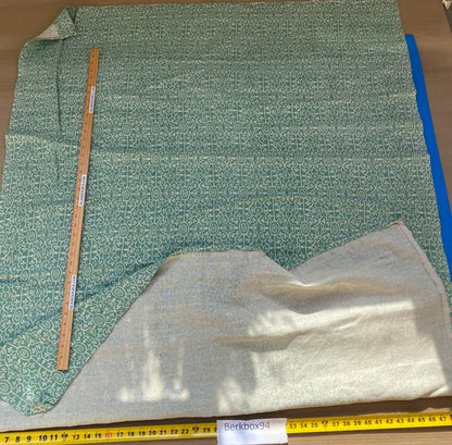 8 BerkBox94 Raoul Textile Line Hand Print Made in US Umak Green White Small Scale Geometric 1.5YD MSRP $300+/y