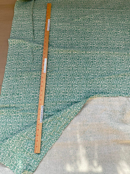 8 BerkBox94 Raoul Textile Line Hand Print Made in US Umak Green White Small Scale Geometric 1.5YD MSRP $300+/y