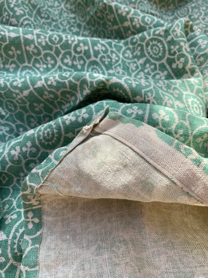 8 BerkBox94 Raoul Textile Line Hand Print Made in US Umak Green White Small Scale Geometric 1.5YD MSRP $300+/y