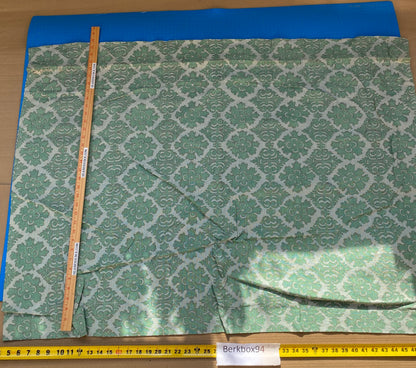 8 BerkBox94 Raoul Textile Line Hand Print Made in US Umak Green White Small Scale Geometric 1.5YD MSRP $300+/y