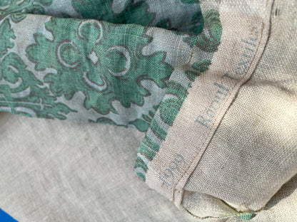 8 BerkBox94 Raoul Textile Line Hand Print Made in US Umak Green White Small Scale Geometric 1.5YD MSRP $300+/y