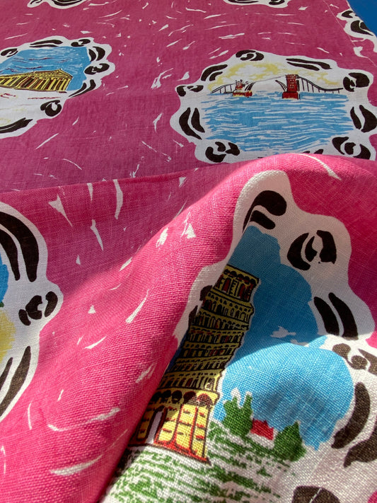 9 BerkBox94 Raoul Textile Line Hand Print Made in US Pink Kids Nursery MSRP $300+/y