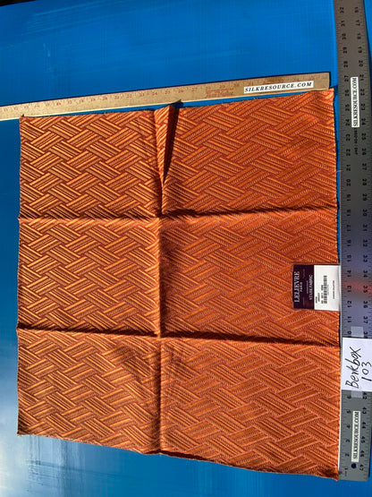 35 Berkbox103 Square Scalamandre Lelievre Paris Vacoa Abricot Orange Diamond Ogee Viscose MSRP USD354/y 23"x 26"
